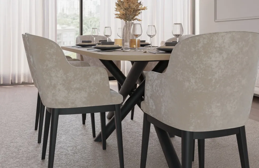 Krzesła|Stoły>Lempert Zaokrąglony nowoczesny stół do jadalni 185x90 cm OPALIO dąb lindberg