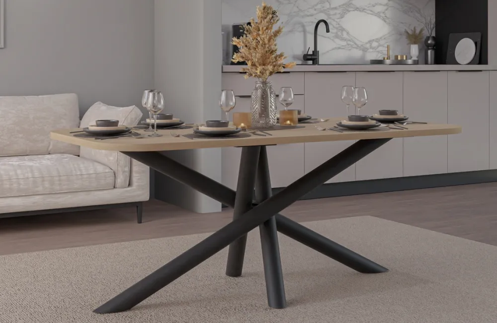 Krzesła|Stoły>Lempert Zaokrąglony nowoczesny stół do jadalni 185x90 cm OPALIO dąb lindberg