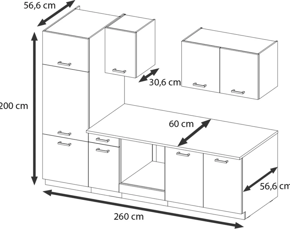 Meble Kuchenne>Lempert Zestaw ch mebli kuchennych z blatem TONY 260 cm biały