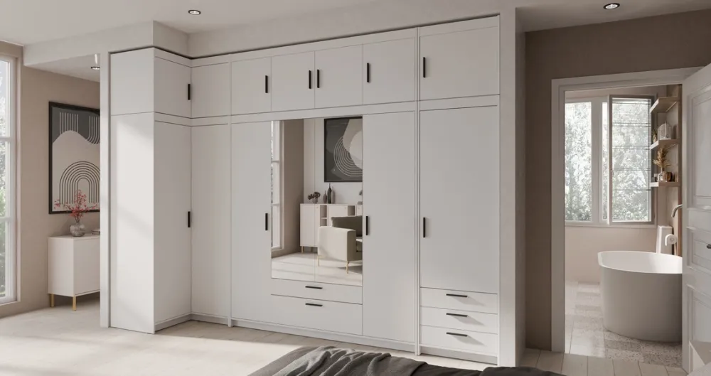Garderoby|Zestawy Mebli Do Przedpokoju>Lempert Zestaw ch mebli modułowych z nadstawkami do sypialni KUBA biały