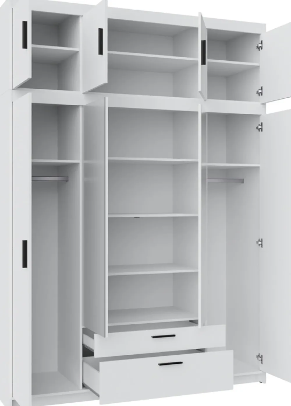 Garderoby|Zestawy Mebli Do Przedpokoju>Lempert Zestaw ch mebli modułowych z nadstawkami do sypialni KUBA biały