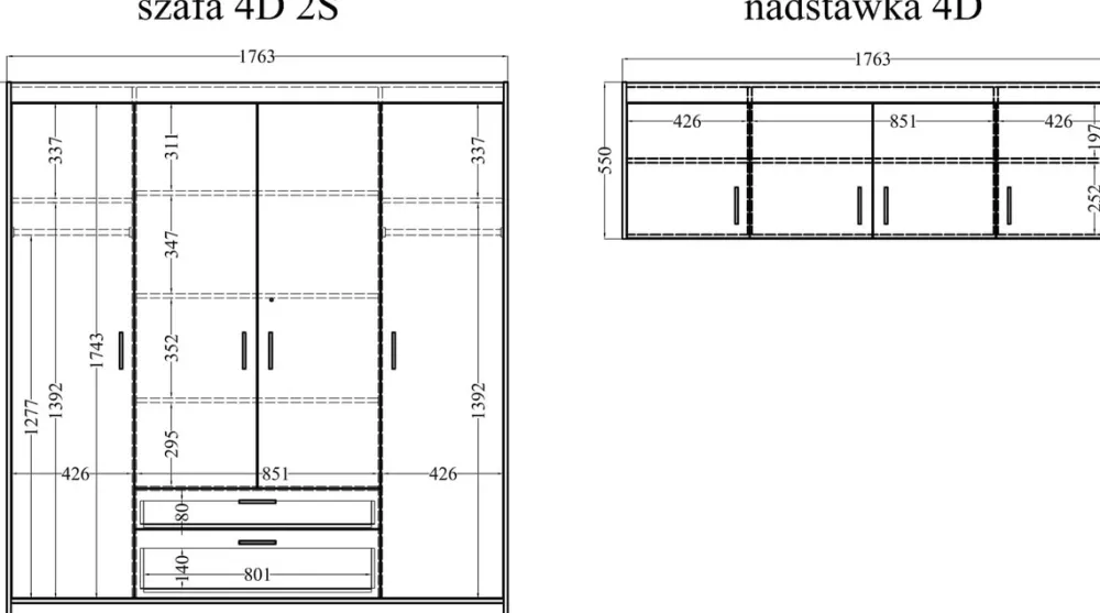 Garderoby|Zestawy Mebli Do Przedpokoju>Lempert Zestaw ch mebli modułowych z nadstawkami do sypialni KUBA biały