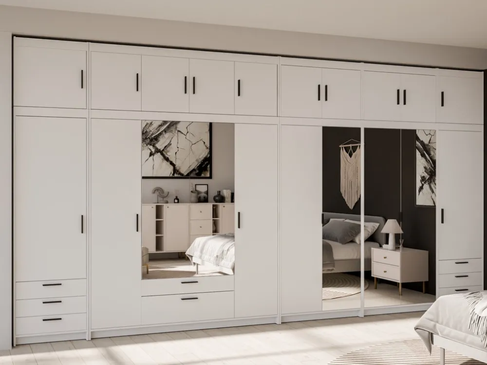 Garderoby|Zestawy Mebli Do Przedpokoju>Lempert Zestaw ch szaf modułowych z nadstawkami do sypialni KUBA biały