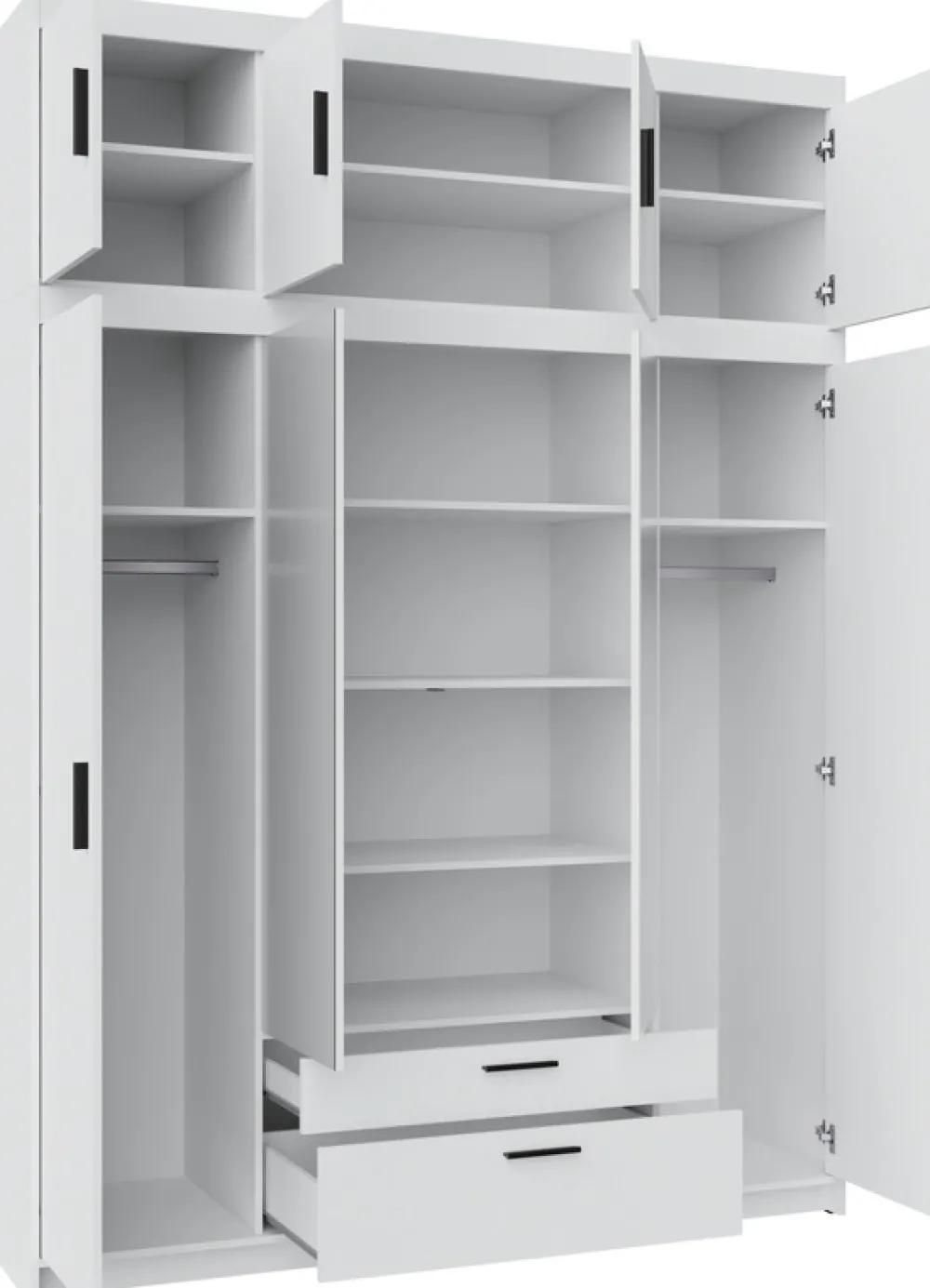 Garderoby|Zestawy Mebli Do Przedpokoju>Lempert Zestaw ch szaf modułowych z nadstawkami do sypialni KUBA biały