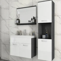 Meble Łazienkowe>BRATEX Zestaw białych wiszących mebli łazienkowych REAL
