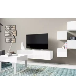 Zestawy Mebli Młodzieżowych>GiB Meble Zestaw do salonu z ławą połysk MODERN 21 biały