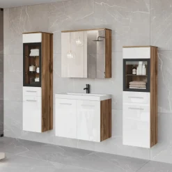 Meble Łazienkowe>BRATEX Zestaw mebli do łazienki biały połysk USEDOM XL