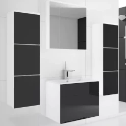 Meble Łazienkowe>Lempert Zestaw mebli do łazienki PARIS czarny połysk