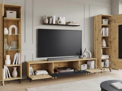 Zestawy Mebli Do Salonu|Meblościanki>BRATEX Zestaw mebli do pokoju meblościanka HOMELY II dąb artisan czarny grafit