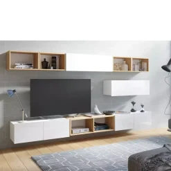 Zestawy Mebli Młodzieżowych|Meblościanki>GiB Meble Zestaw mebli do salonu biały połysk dąb złoty MODERN 26