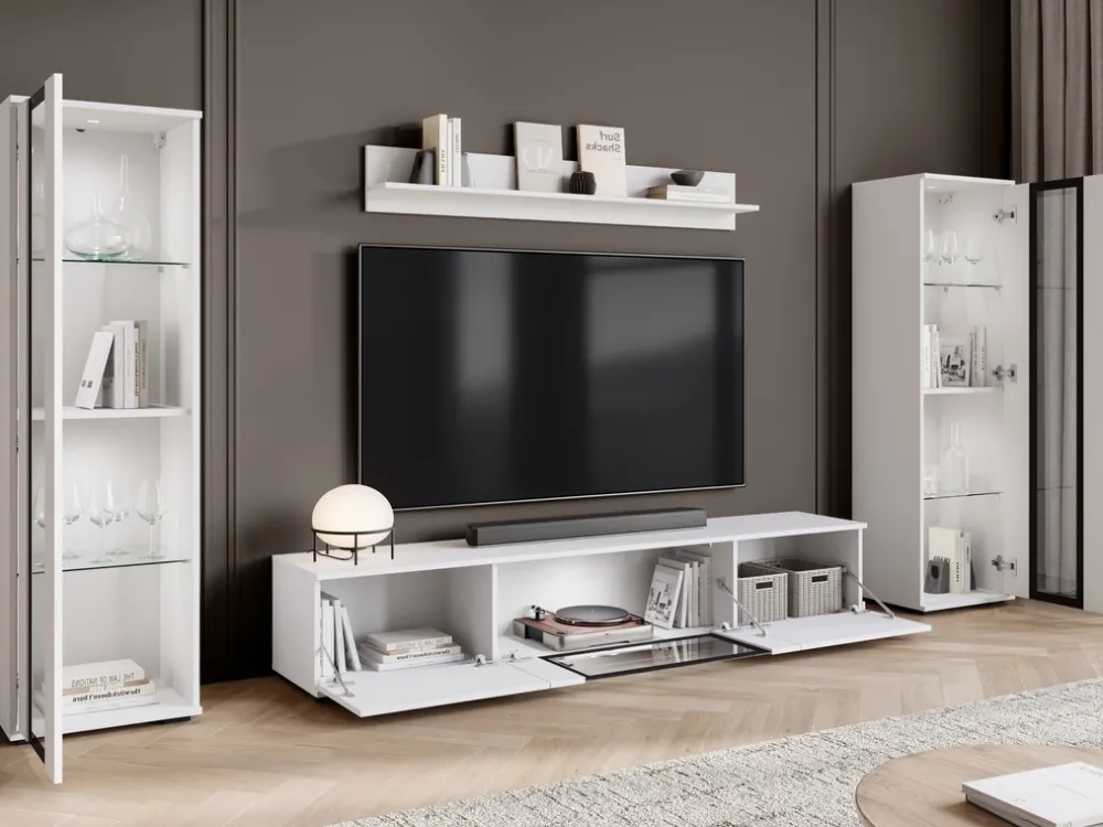 Meblościanki>BRATEX Zestaw mebli do salonu biały połysk CAVIO