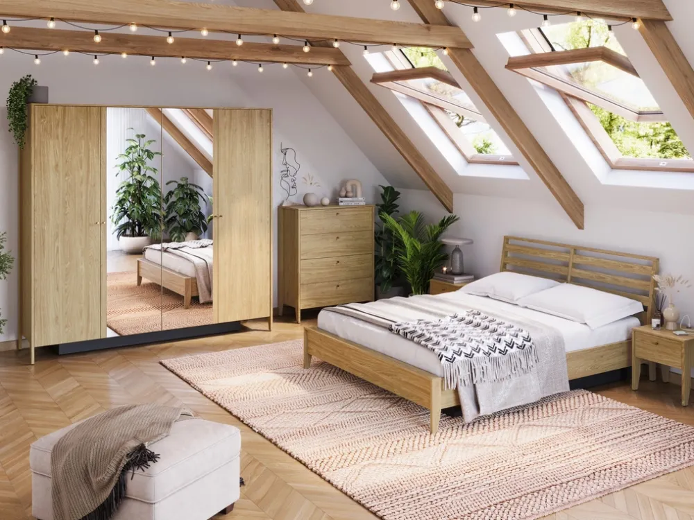 Zestawy Mebli Do Sypialni>lenart. Zestaw mebli do sypialni z łóżkiem i szafą COZY