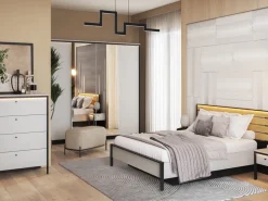 Zestawy Mebli Do Sypialni>lenart. Zestaw mebli do sypialni GRIS oświetlenie LED