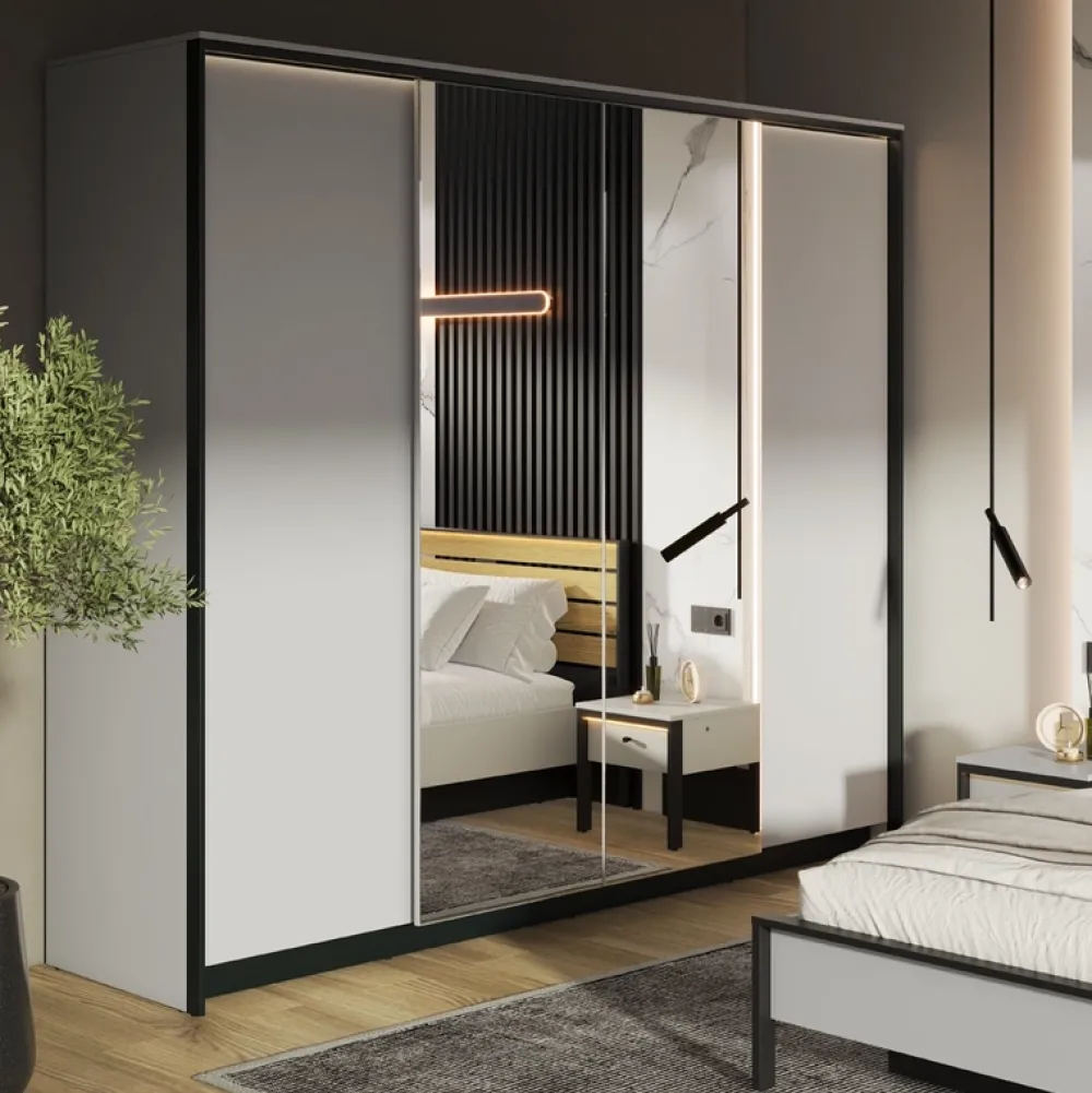 Zestawy Mebli Do Sypialni>lenart. Zestaw mebli do sypialni GRIS oświetlenie LED