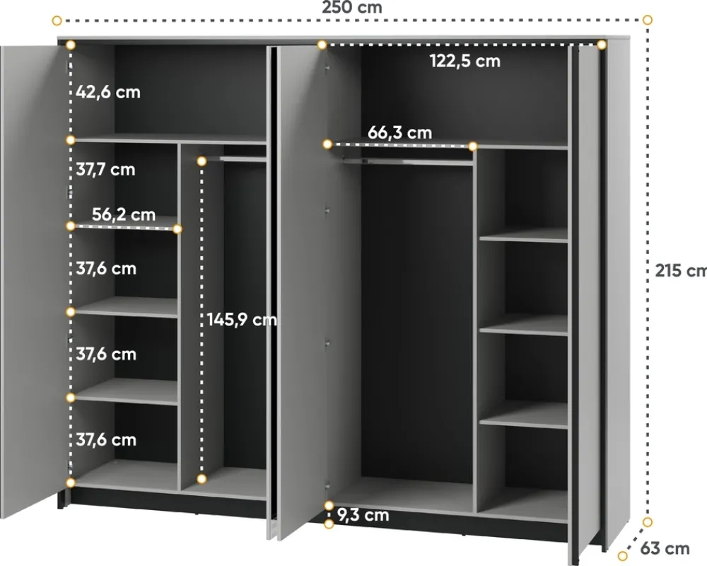Zestawy Mebli Do Sypialni>lenart. Zestaw mebli do sypialni GRIS oświetlenie LED