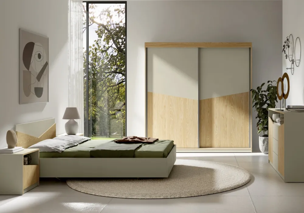 Zestawy Mebli Do Sypialni>JUREK Zestaw mebli do sypialni w kolorze szary beż AMADEO