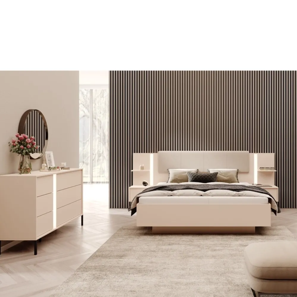 Zestawy Mebli Do Sypialni>LASKI Zestaw mebli do sypialni w stylu nowoczesnym DESIO beż