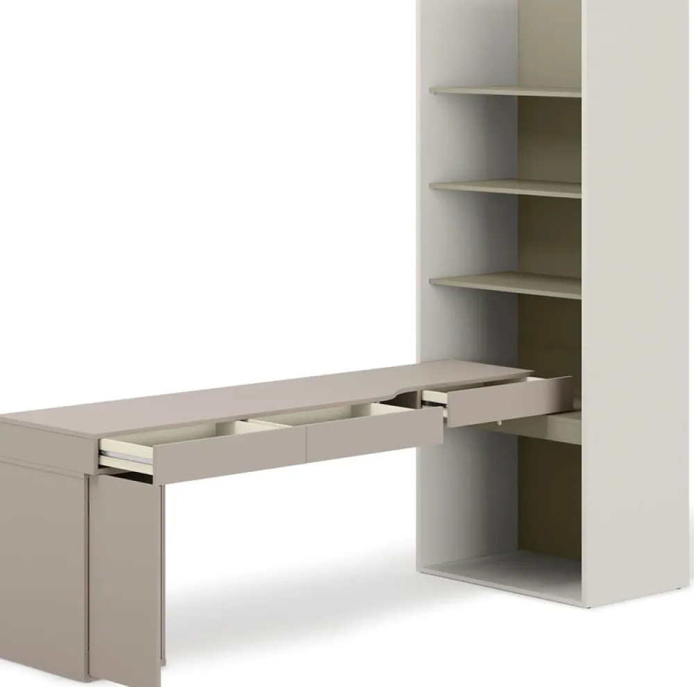 Biurka|Meble Dla Dzieci>lenart. Zestaw mebli WOOW biurko lewostronne z regałem i kontenerkiem eukaliptus