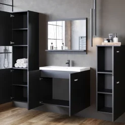Meble Łazienkowe>BRATEX Zestaw nowoczesnych mebli łazienkowych z umywalką MOLO czarny grafit