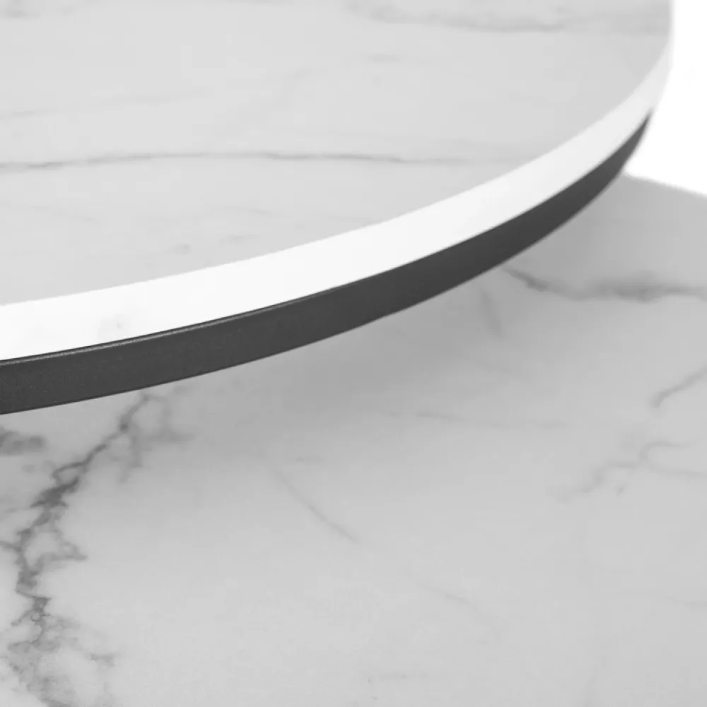 Ławy I Stoliki>MEBEL ELITE Zestaw okrągłych stolików kawowych do salonu biały DELIA Marmur