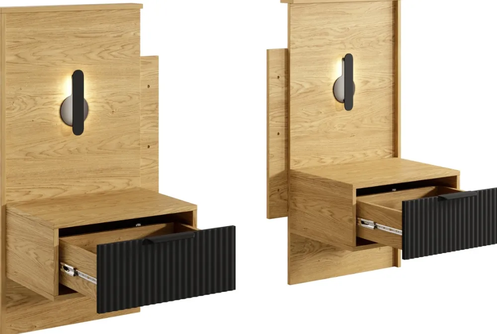 Zestawy Mebli Do Sypialni|Szafki Nocne>LASKI Zestaw stolików nocnych z oświetleniem do sypialni BALLESO