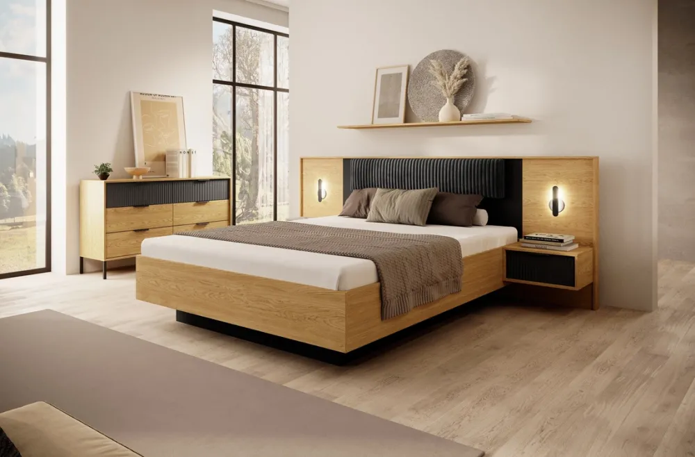 Zestawy Mebli Do Sypialni|Szafki Nocne>LASKI Zestaw stolików nocnych z oświetleniem do sypialni BALLESO