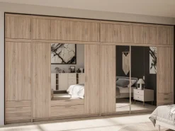 Garderoby|Zestawy Mebli Do Przedpokoju>Lempert Zestaw szaf modułowych z nadstawkami do sypialni KUBA dąb sonoma