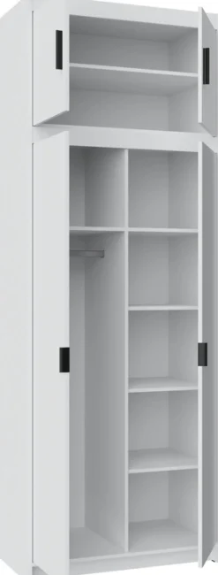 Zestawy Mebli Do Przedpokoju|Szafy Modułowe>Lempert Zestaw szafa z nadstawką do garderoby z szufladami KUBA biały