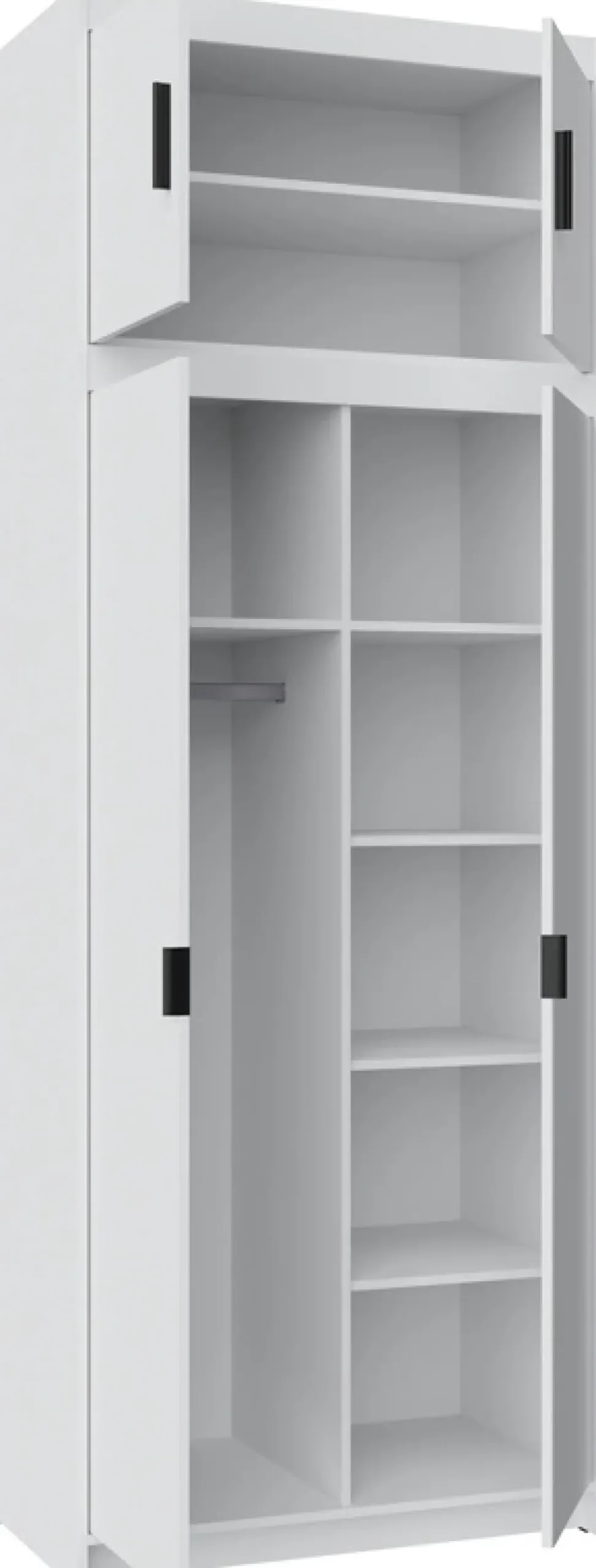 Zestawy Mebli Do Przedpokoju|Szafy Modułowe>Lempert Zestaw szafa z nadstawką do garderoby z szufladami KUBA biały