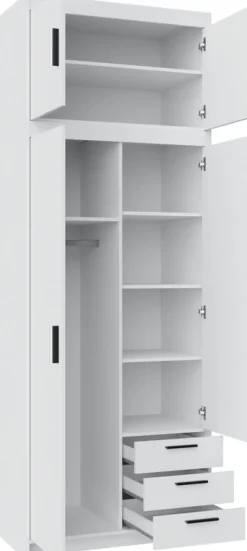 Zestawy Mebli Do Przedpokoju|Szafy Modułowe>Lempert Zestaw szafa z nadstawką do garderoby z szufladami KUBA dąb sonoma