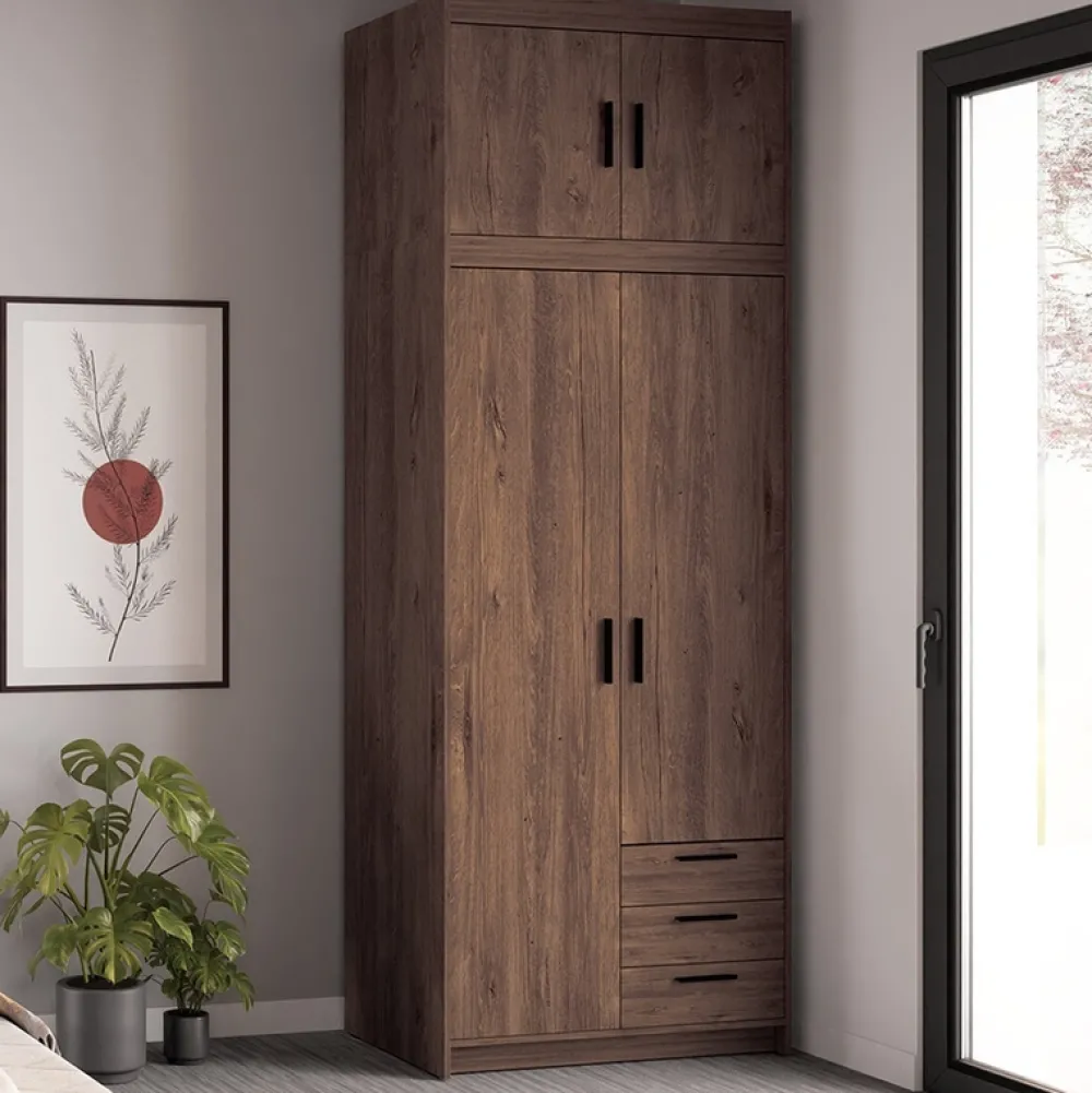 Zestawy Mebli Do Przedpokoju|Szafy Modułowe>Lempert Zestaw szafa z nadstawką do garderoby z szufladami KUBA dąb lefkas