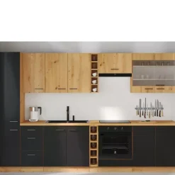 Meble Kuchenne>Lempert Zestaw szafek kuchennych dąb artisan czarny MILANO