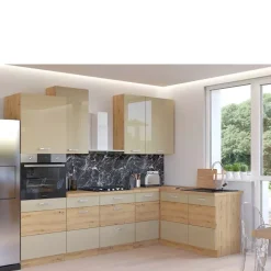 Meble Kuchenne>Lempert Zestaw szafek kuchennych Cappucino połysk AGATA 1