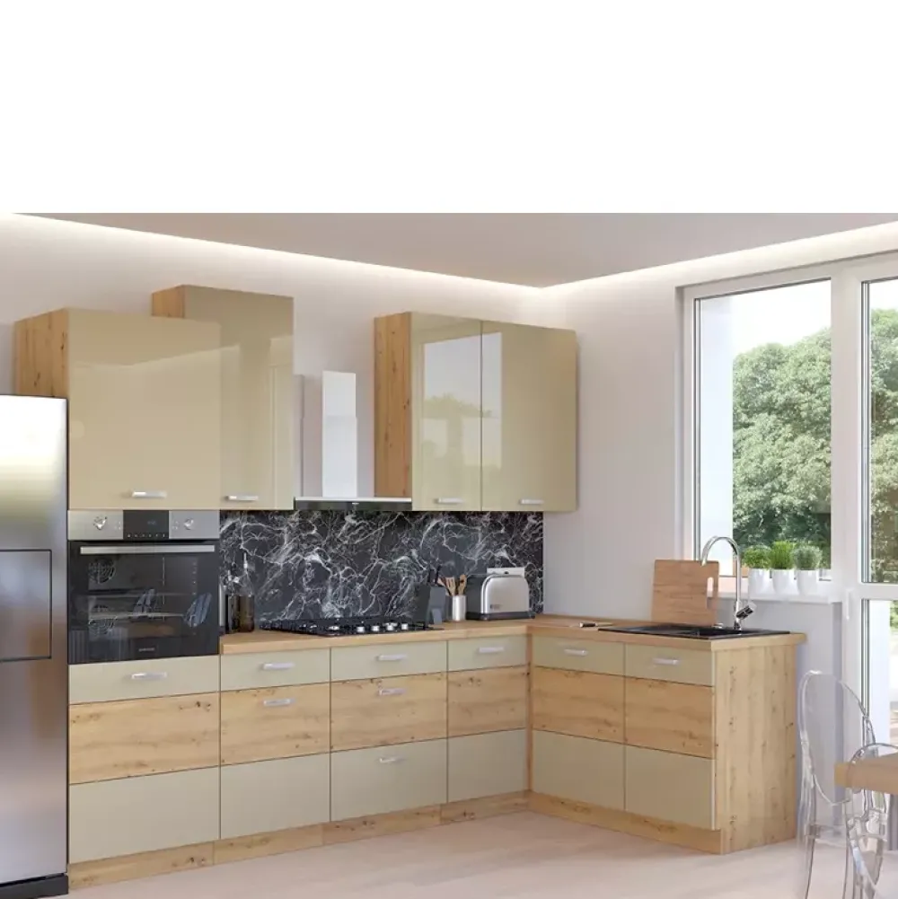 Meble Kuchenne>Lempert Zestaw szafek kuchennych Cappucino połysk AGATA 1