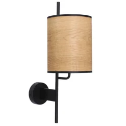 Oświetlenie Sypialni|Oświetlenie Salonu>Candellux Lighting ZETA LAMPA ŚCIENNA KINKIET CZARNY ABAŻUR ORZECHOWY