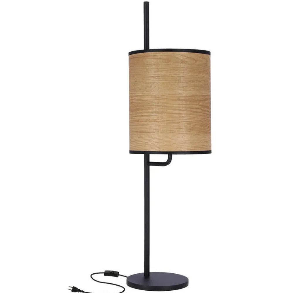 Oświetlenie Sypialni|Oświetlenie Salonu>Candellux Lighting ZETA LAMPA STOŁOWA CZARNA ABAŻUR ORZECHOWY