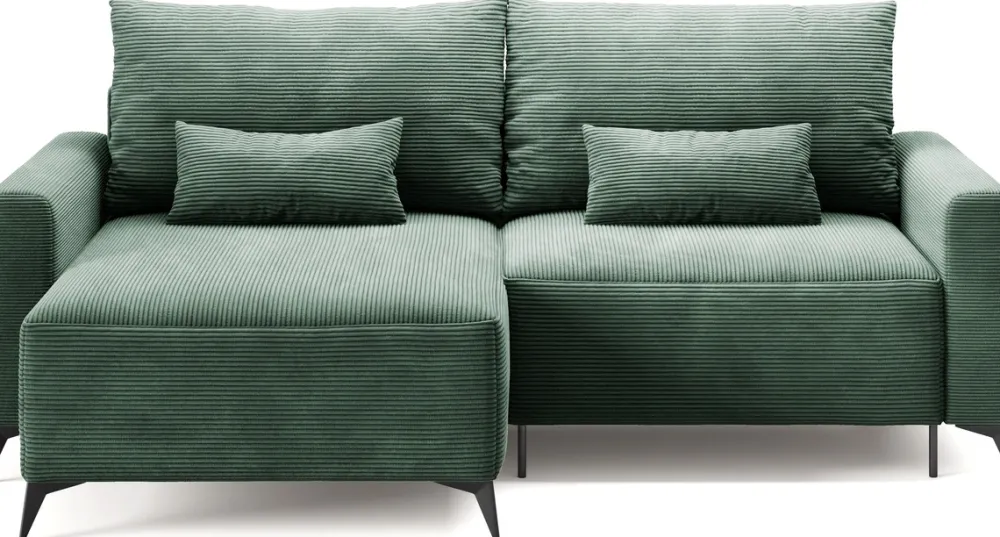 Meble Dla Dzieci|Meble Młodzieżowe>BROMARKT Zielona kanapa narożna z funkcją spania na nóżkach rozkładana LORENZO