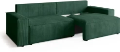 Kanapy I Sofy>BROMARKT Zielona kanapa z funkcją spania i pojemnikiem sztruksowa ADI
