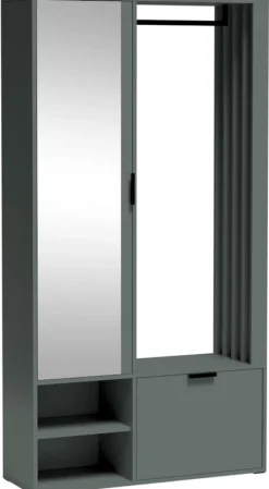 Garderoby>JARSTOL Zielona nowoczesna garderoba do przedpokoju z lustrem MORTIS zielony