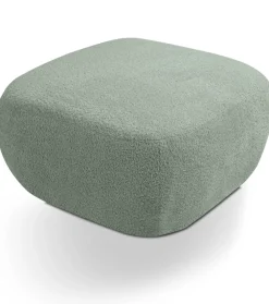 Pufy>LASKI Zielona pufa okrągła do siedzenia OMERO tkanina baranek