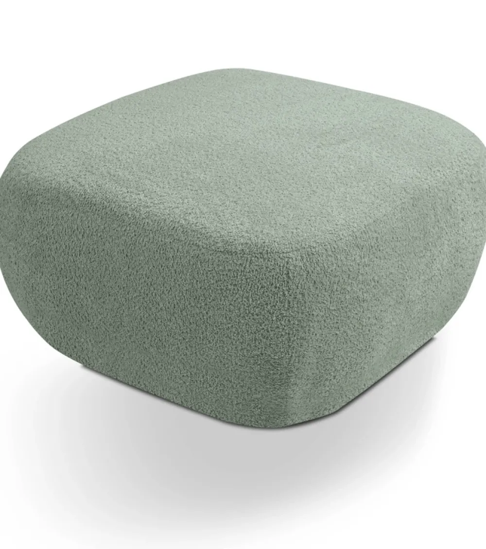 Pufy>LASKI Zielona pufa okrągła do siedzenia OMERO tkanina baranek