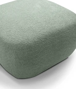 Pufy>LASKI Zielona pufa okrągła do siedzenia OMERO tkanina baranek