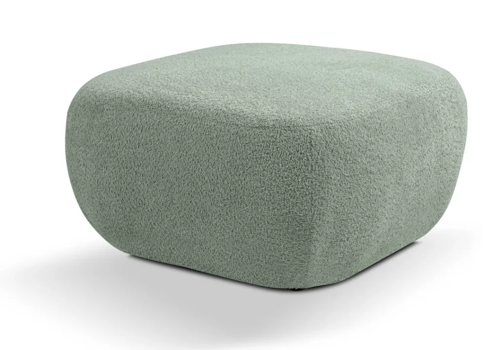 Pufy>LASKI Zielona pufa okrągła do siedzenia OMERO tkanina baranek