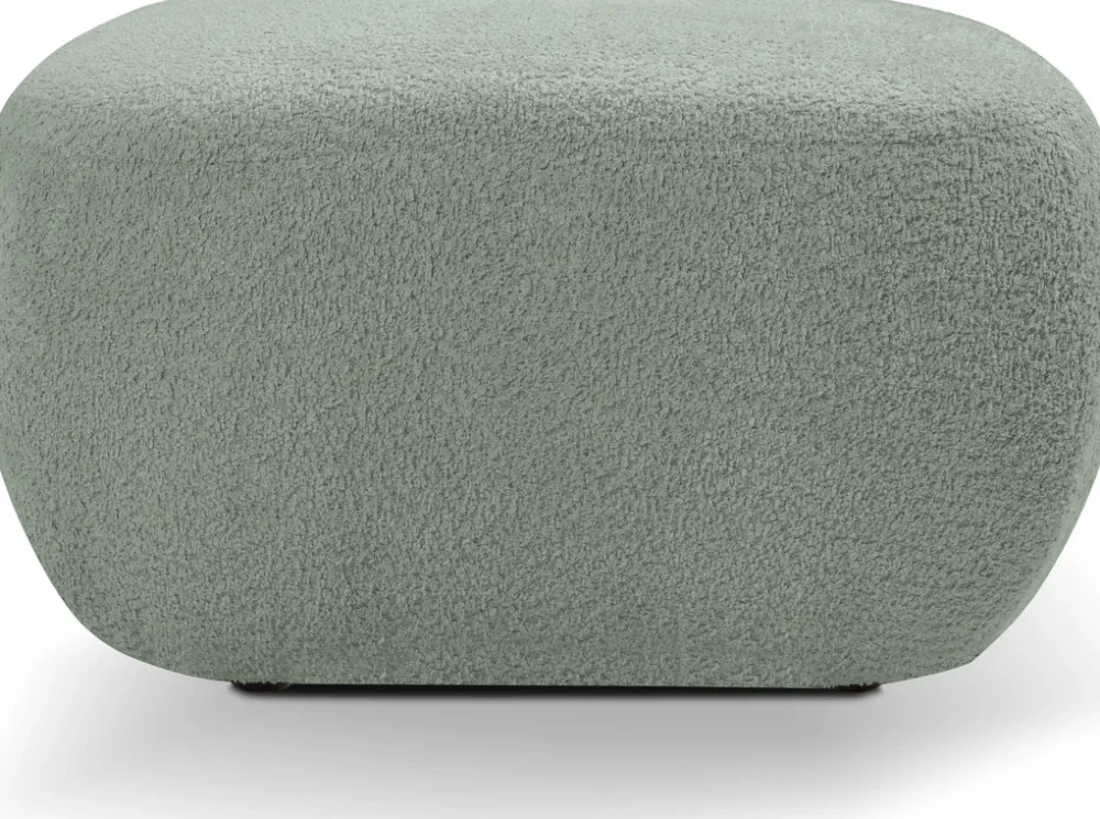 Pufy>LASKI Zielona pufa okrągła do siedzenia OMERO tkanina baranek