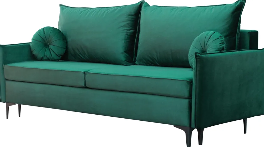 Meble Dla Dzieci|Kanapy I Sofy>UNISTYL MEBLE Zielona sofa z funkcją spania do salonu na nóżkach LIVO