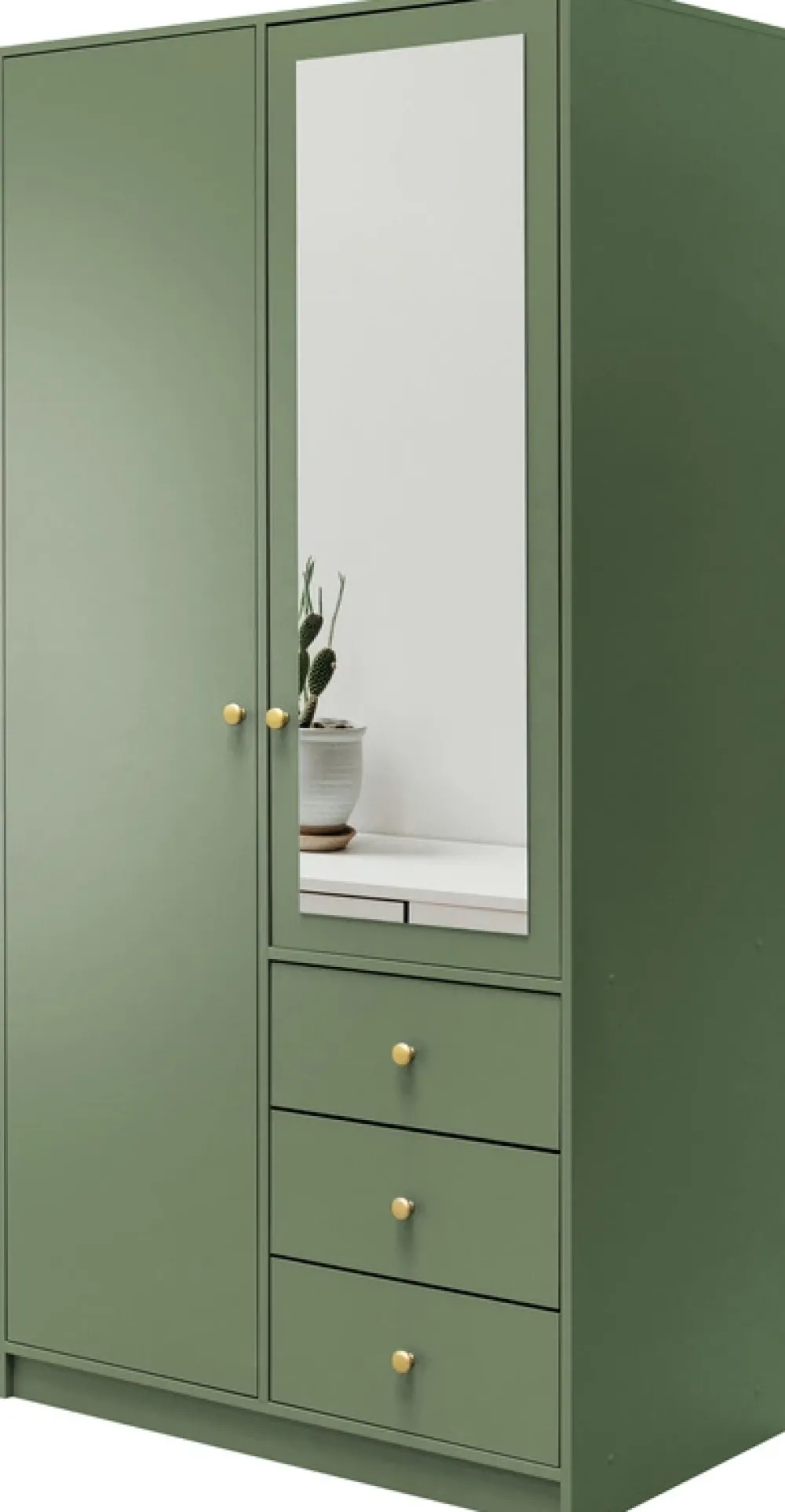 Meble Dla Dzieci|Szafy Dwudrzwiowe>Stolar Zielona szafa uchylna z lustrem i szufladami 100 cm SELMA zielony