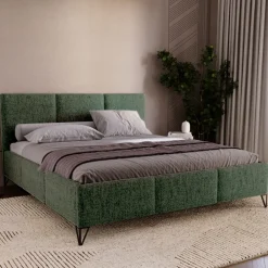 Łóżka Małżeńskie|Łóżka Na Nóżkach>UNISTYL MEBLE Zielone łóżko dwuosobowe LORIO 180x200 z praktycznym pojemnikiem na pościel