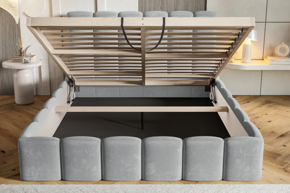 Łóżka Małżeńskie|Łóżka Ze Stelażem>Riban Zielone łóżko tapicerowane 180x200 cm z pojemnikiem do sypialni małżeńskie SALERNO