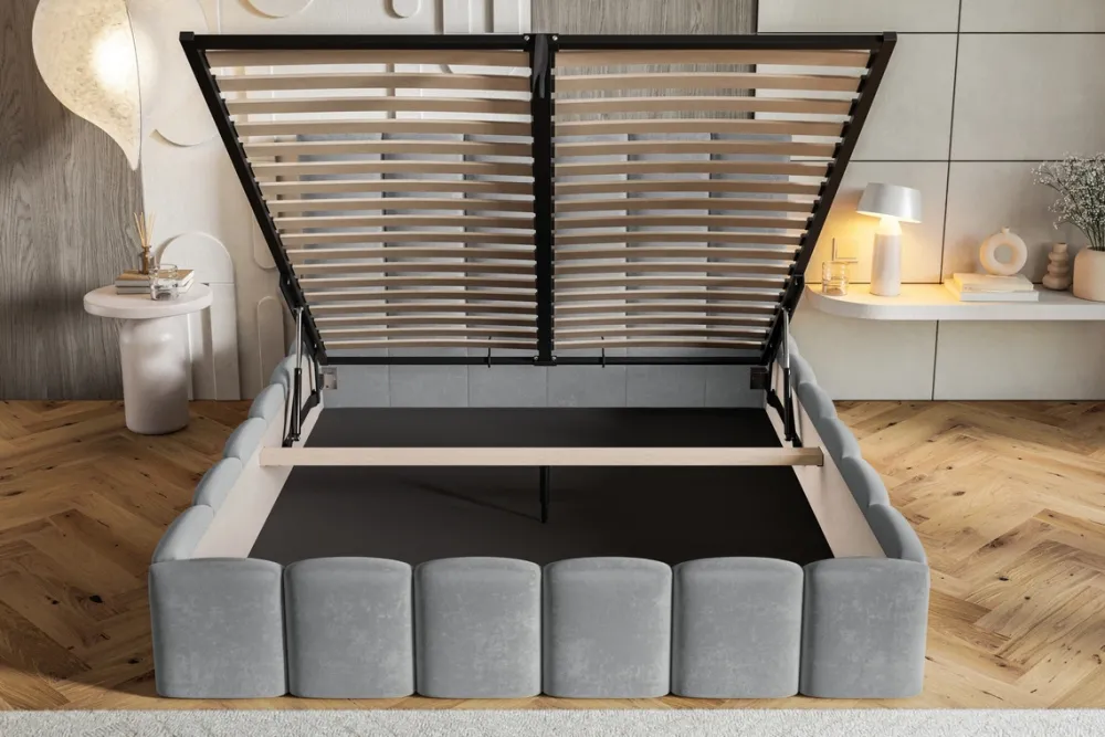 Łóżka Małżeńskie|Łóżka Ze Stelażem>Riban Zielone łóżko tapicerowane 180x200 cm z pojemnikiem do sypialni małżeńskie SALERNO