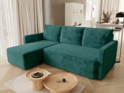 Meble Dla Dzieci|Meble Młodzieżowe>BROMARKT Zielony narożnik do salonu z funkcją spania i pojemnikiem QULIO